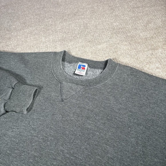 Vintage Other - Vintage Russell Sweatshirt Mens XL Crewneck Gray Fleece Blank Distressed 90s